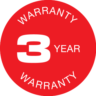 3-year warranty seal.