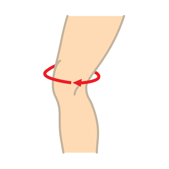 Measurement around the knee indicated by a red arrow.