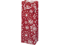 Red gift bag with white snowflake patterns, ideal for bottles.