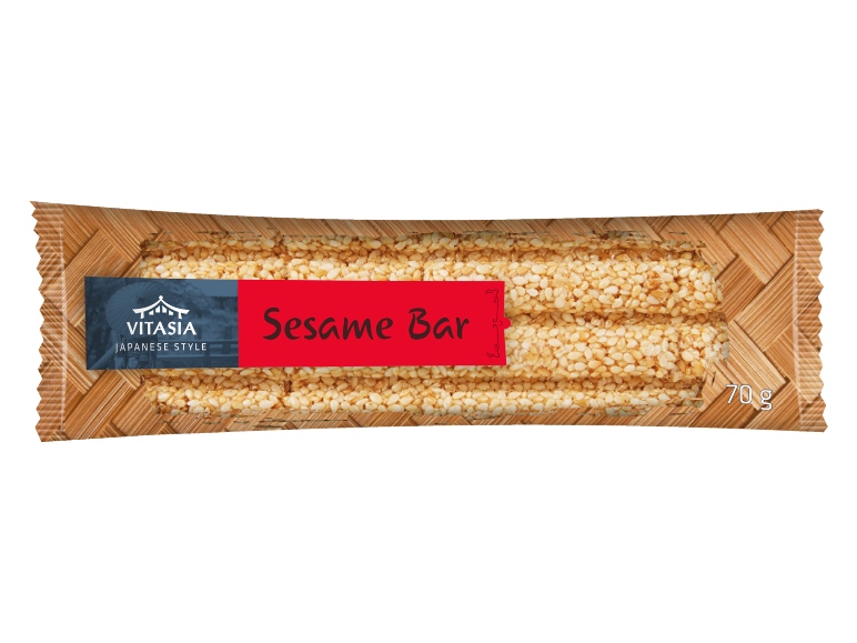 Japanese style sesame bar with a bamboo design, 70 g.
