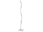 Modern LED floor lamp with a wavy design and a cross-shaped base.