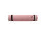 Rolled pink exercise mat with black straps