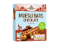 Pack of chocolate muesli bars with no added sugars, containing 8 bars and 200g.