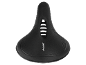 Black gel bicycle saddle with a cutout in the middle.