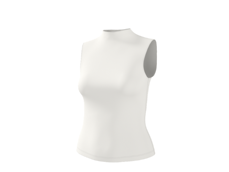 White sleeveless high-neck top on a mannequin