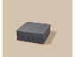 Dark grey foldable mattress on a beige background.