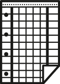 Blank sheet of paper with holes and squares, folded at the bottom right corner.