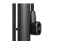 Black cable connector with P and S markings, attached to a black pipe.