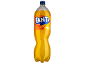 Fanta Orange soft drink in a plastic bottle with a blue cap