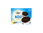 Chocolate cookie sandwich ice cream with vanilla cream, 4 pieces.