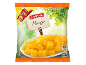 Frozen mango pieces in a bag, 1 kg, with thawing instructions.