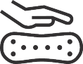 Icon of a hand over a dotted mattress or pillow.