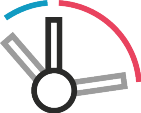 Icon depicting clock hands movement, indicating the passage of time or speed.