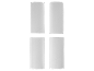 Four white cardboard tubes arranged in a grid on a black background.