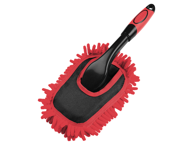 Red and black microfiber dust brush