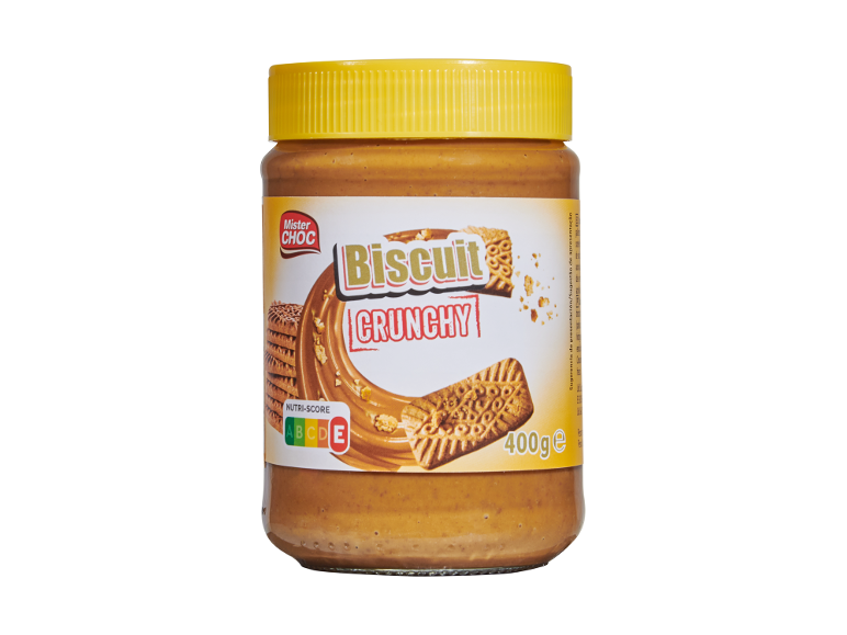 Jar of crunchy biscuit spread with Nutri-Score E, 400g.