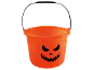 Orange Halloween bucket with a jack-o'-lantern face.