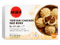 Box of teriyaki chicken bao buns with six steamed buns and nutritional information.