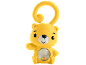 Yellow bear-shaped baby toy with a rattle and a hanging ring.
