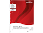 Red A4 spiral-bound notepad with 80 squared sheets and margin, 70gsm.