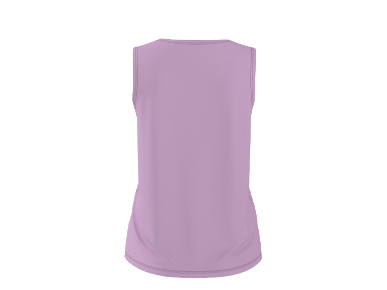 Light purple women's sleeveless top, back view