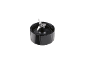 Blender blade base with metal blades on a black background.