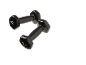 Two black 1 kg dumbbells with non-slip grips.