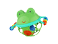 Green frog rattle with colorful rings