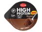 High protein chocolate mousse with no added sugar, featuring a spoon of mousse.