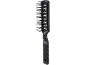 Black hairbrush with bristles and an ergonomic handle