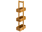 Bamboo three-tier shelf with rectangular storage baskets.
