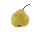 A single green pear on a black background