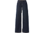 Dark blue wide-leg denim jeans with an elastic waistband and drawstring.