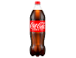 Brown carbonated drink bottle with a red label and white text.