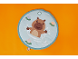 Round playmat with a swimming capybara and water lilies design