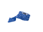 Blue elastic bandage with white stripes, partially unrolled.