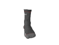 Grey sports sock with red details and white text