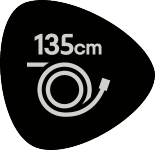 Black label with a 135 cm long cable.