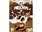 Chocolate-filled pillows with milk splashes on a brown background.