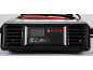 Black battery charger with a digital display and battery type selection buttons.