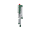 Foldable ladder with green and red detail, on a black background