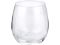 Empty, clear glass with a rounded shape