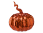 Decorative orange glass pumpkin with a curly stem.