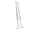 Three-section extendable ladder with green details against a black background.