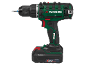 Green and black cordless drill with a 2.0Ah battery and a drill bit.