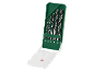 Set of five wood drill bits in a green and clear plastic case, with sizes 4, 5, 6, 8, and 10 mm.