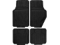 Set of four black rubber car floor mats with a wavy pattern