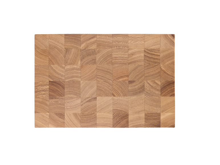 Wooden cutting board with a wood grain pattern.