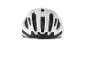 White bicycle helmet with black vents, rear view