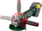 Angle grinder with three handles and a metal cutting disc.